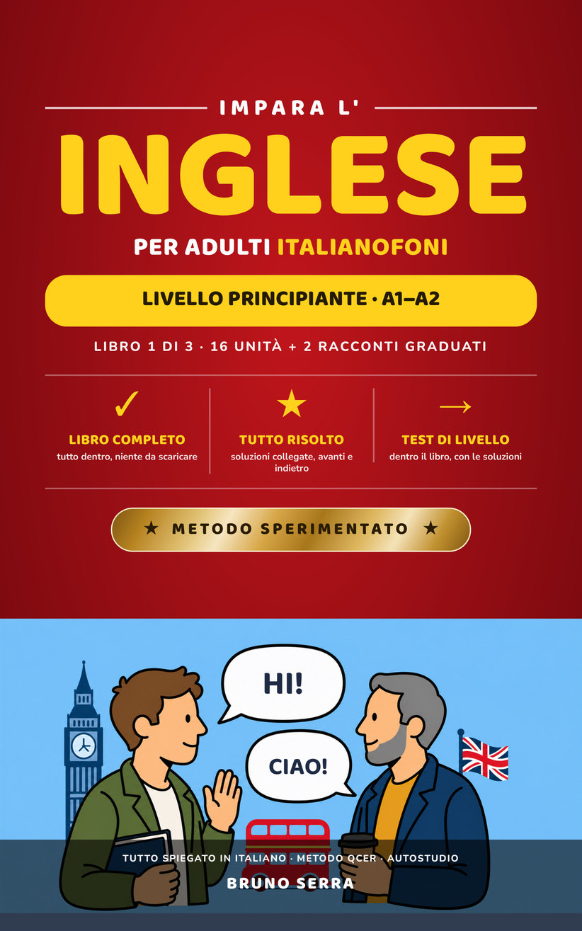 Copertina: Impara l’inglese per adulti italofoni · Libro 1 · A1–A2