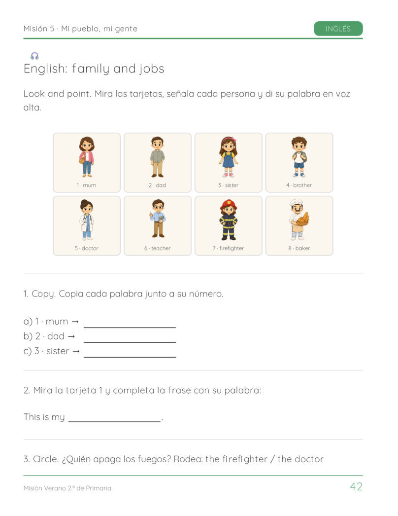 Página 42 del libro: Inglés