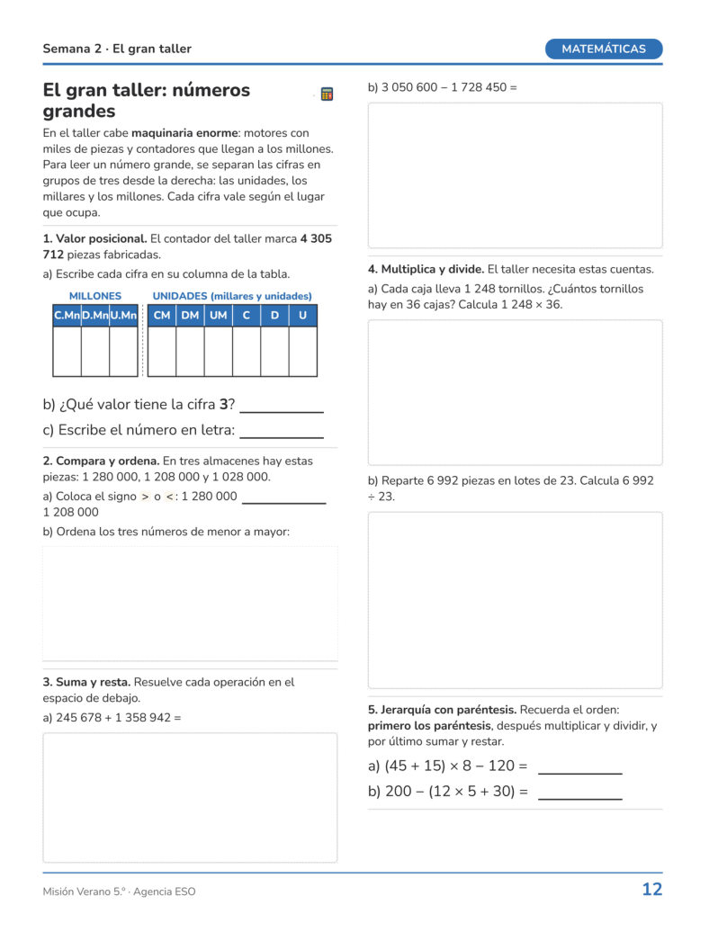 Página 12 del libro: Matemáticas