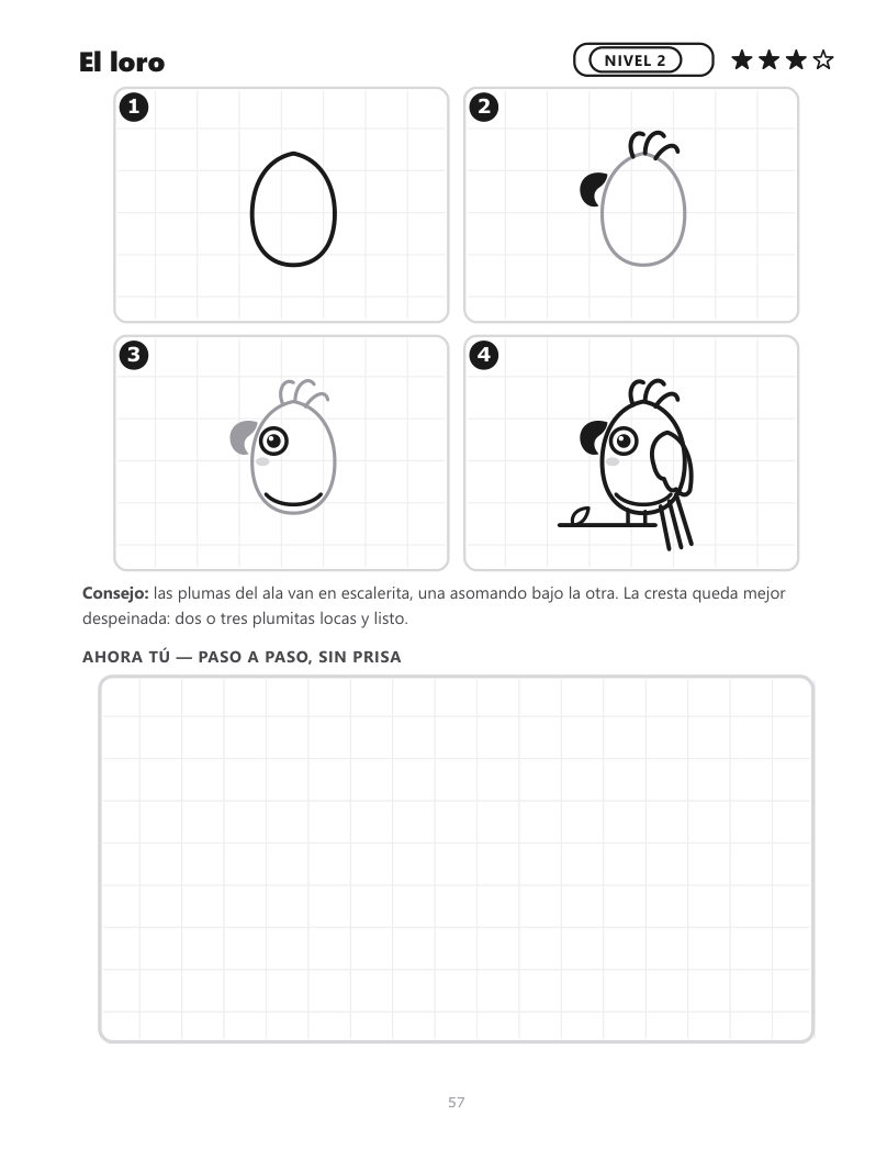 Página 57 del libro: Dibujar un loro