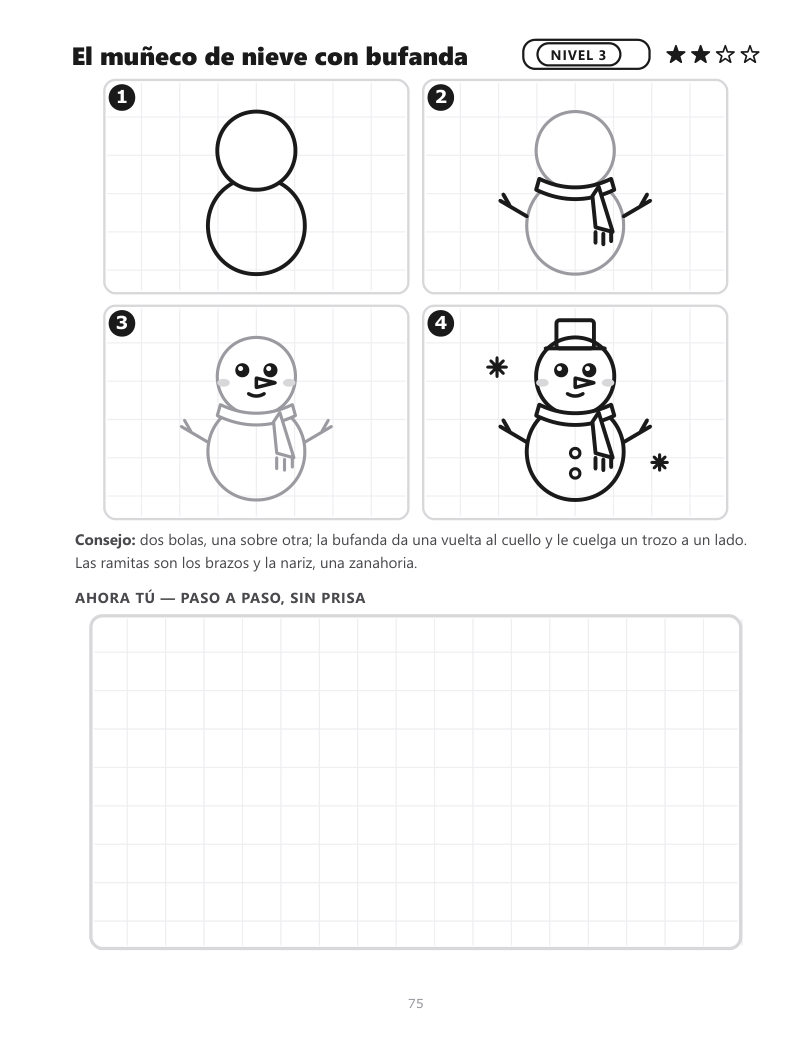 Página 75 del libro: Dibujar un muñeco de nieve