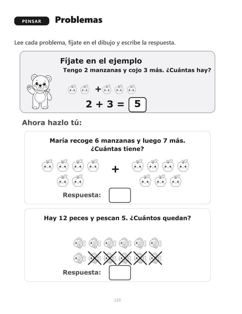 Página 120 del libro: Problemas con dibujos