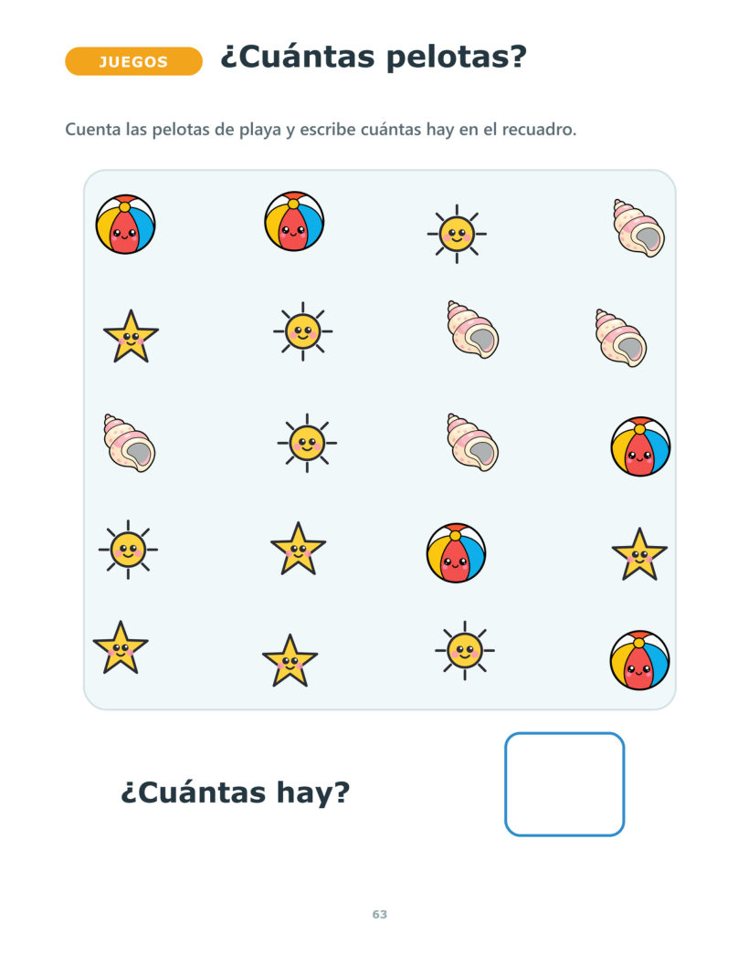 Página 63 del libro: Conteo de pelotas