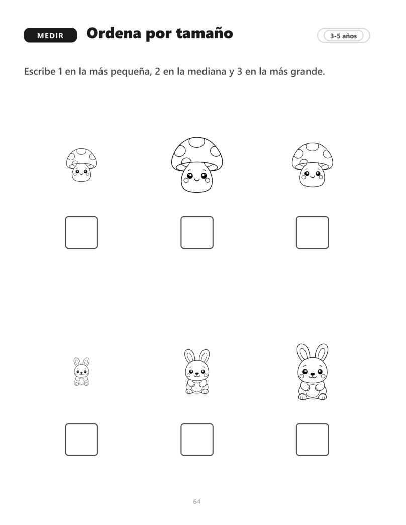 Página 64 del libro: Tamaños con animales