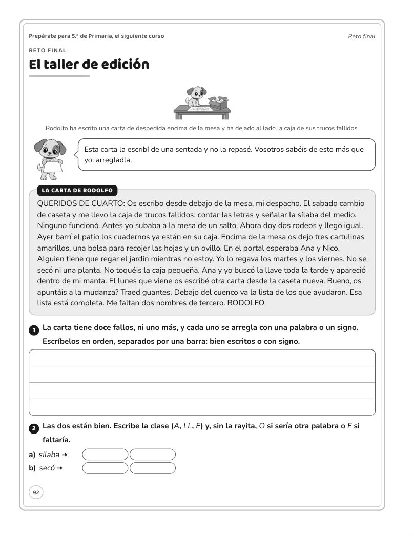 Página 92 del libro: Actividad del libro