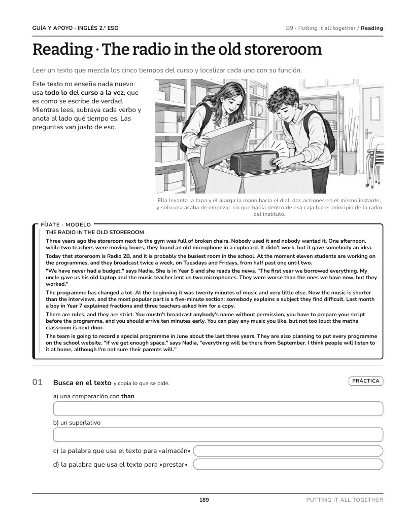Página 189 del libro: Actividad del libro