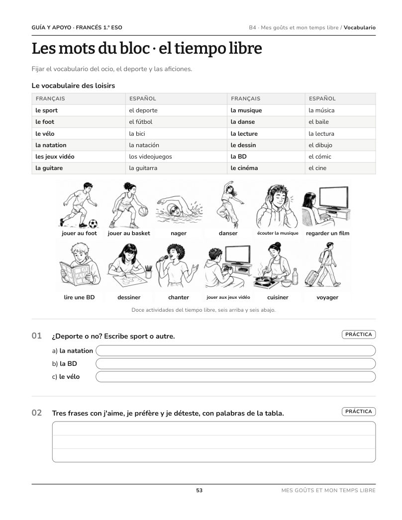Página 53 del libro: Actividad del libro