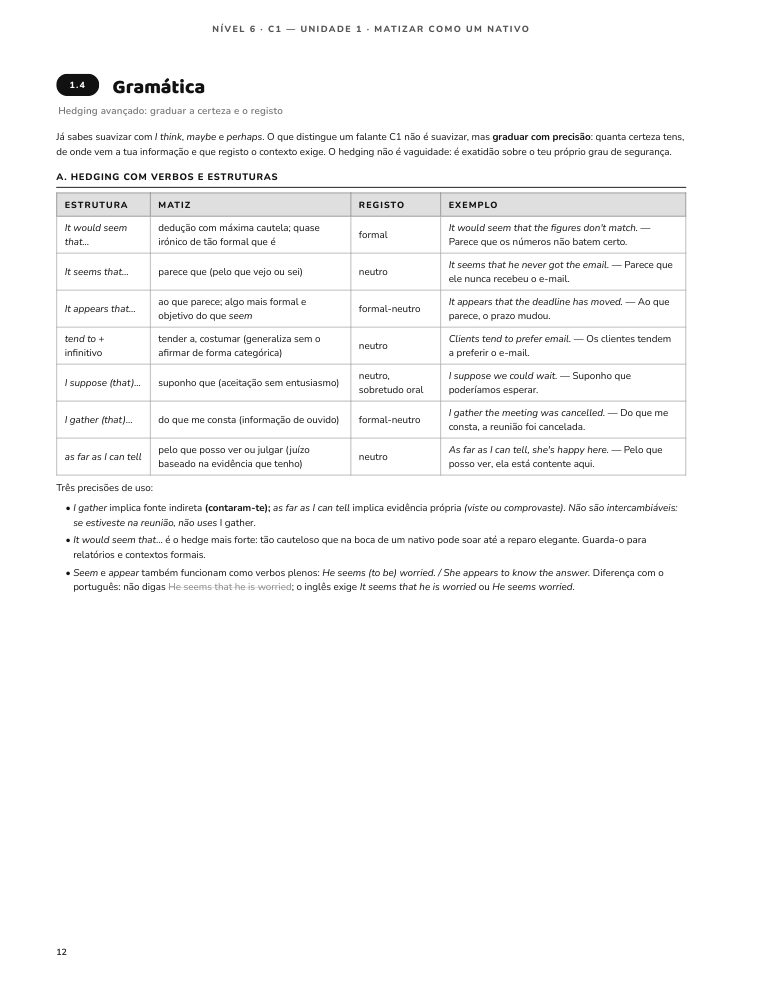 Amostra 3 · Gramática avançada