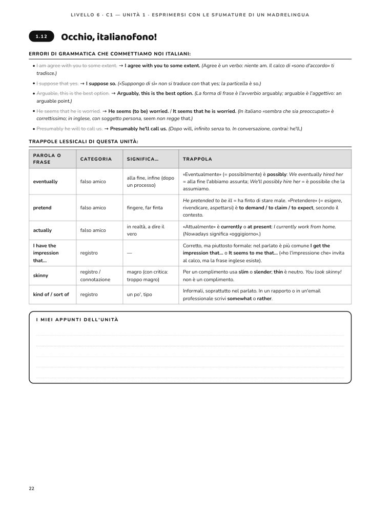 Pagina 22 del libro: Errori frequenti