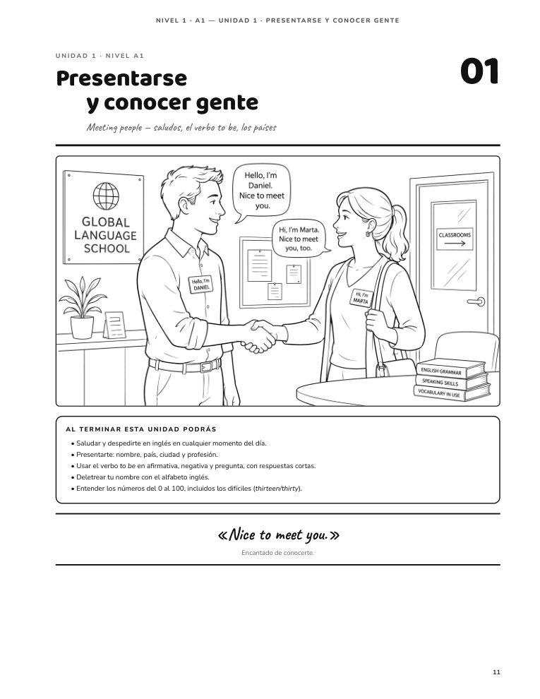 Página 11 del libro: Presentarse y conocer gente