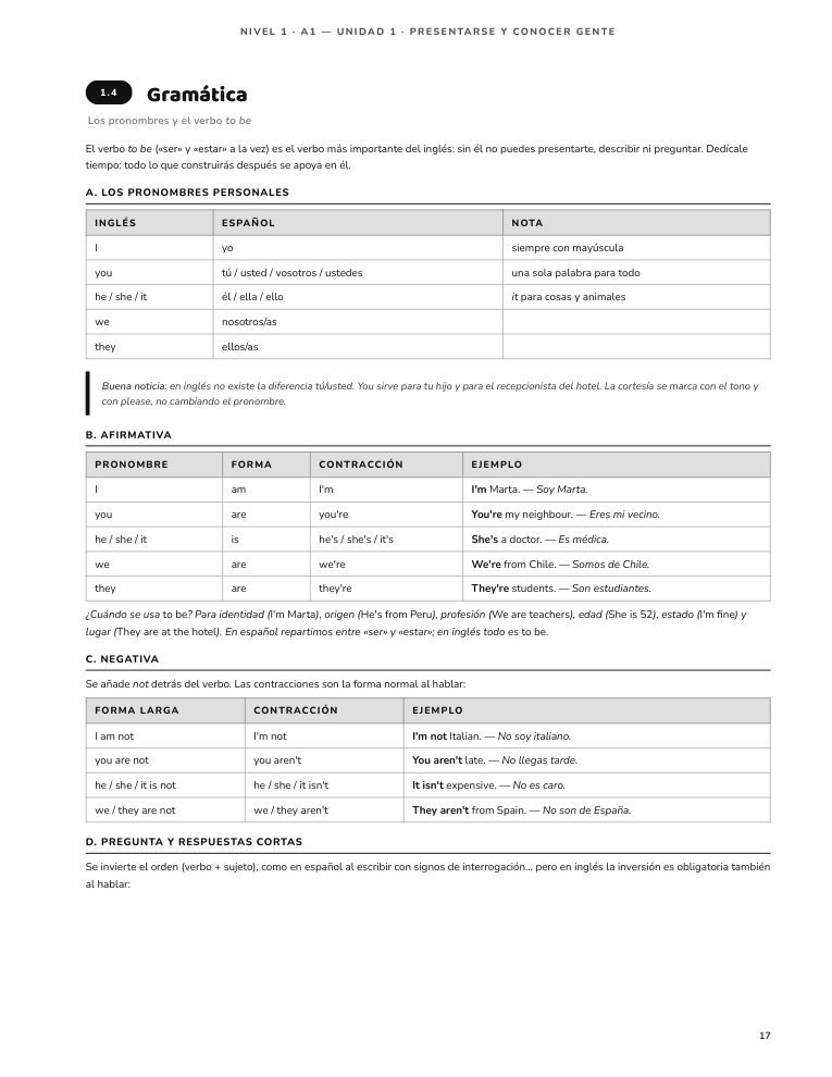 Página 17 del libro: Gramática clara
