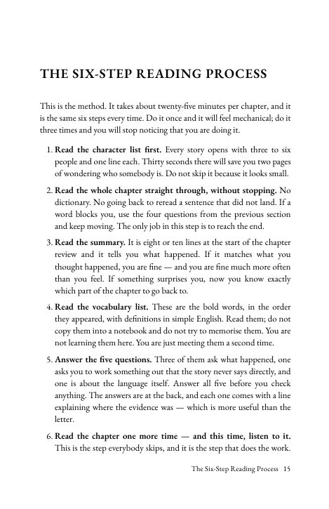 Pagina 15 del libro: Six-step reading process