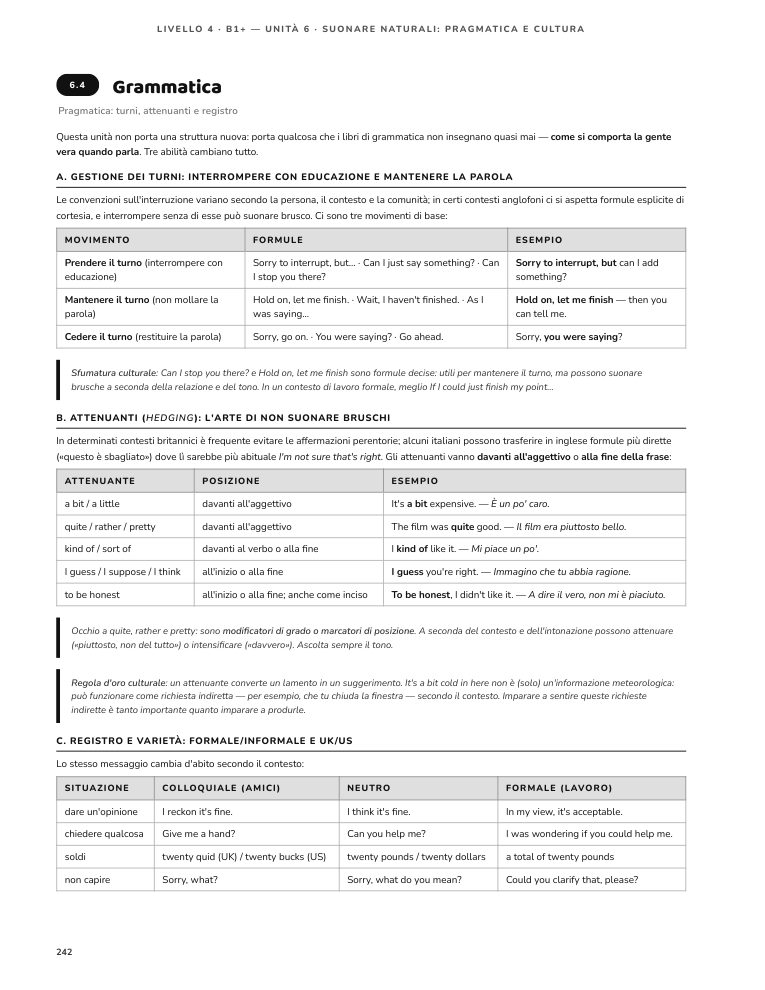 Pagina 242 del libro: Pragmatica e registro