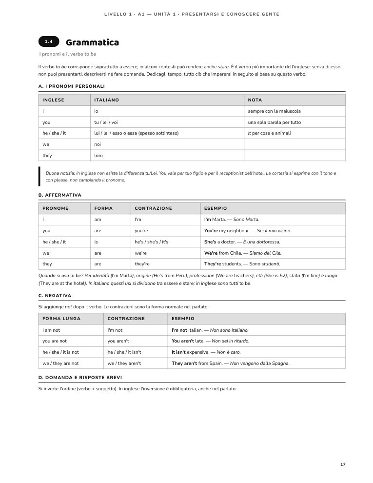 Pagina 17 del libro: Grammatica chiara