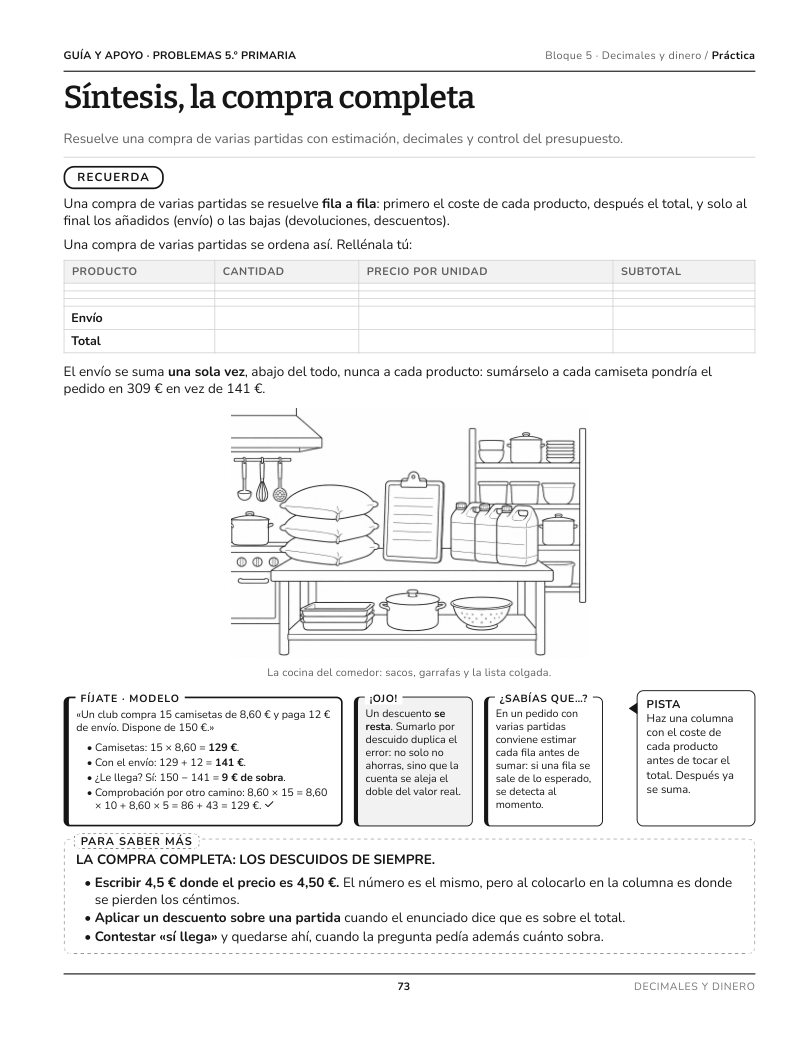 Página 73 del libro: Actividad del libro