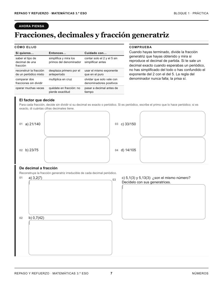 Página 7 del libro: Práctica con espacio para responder