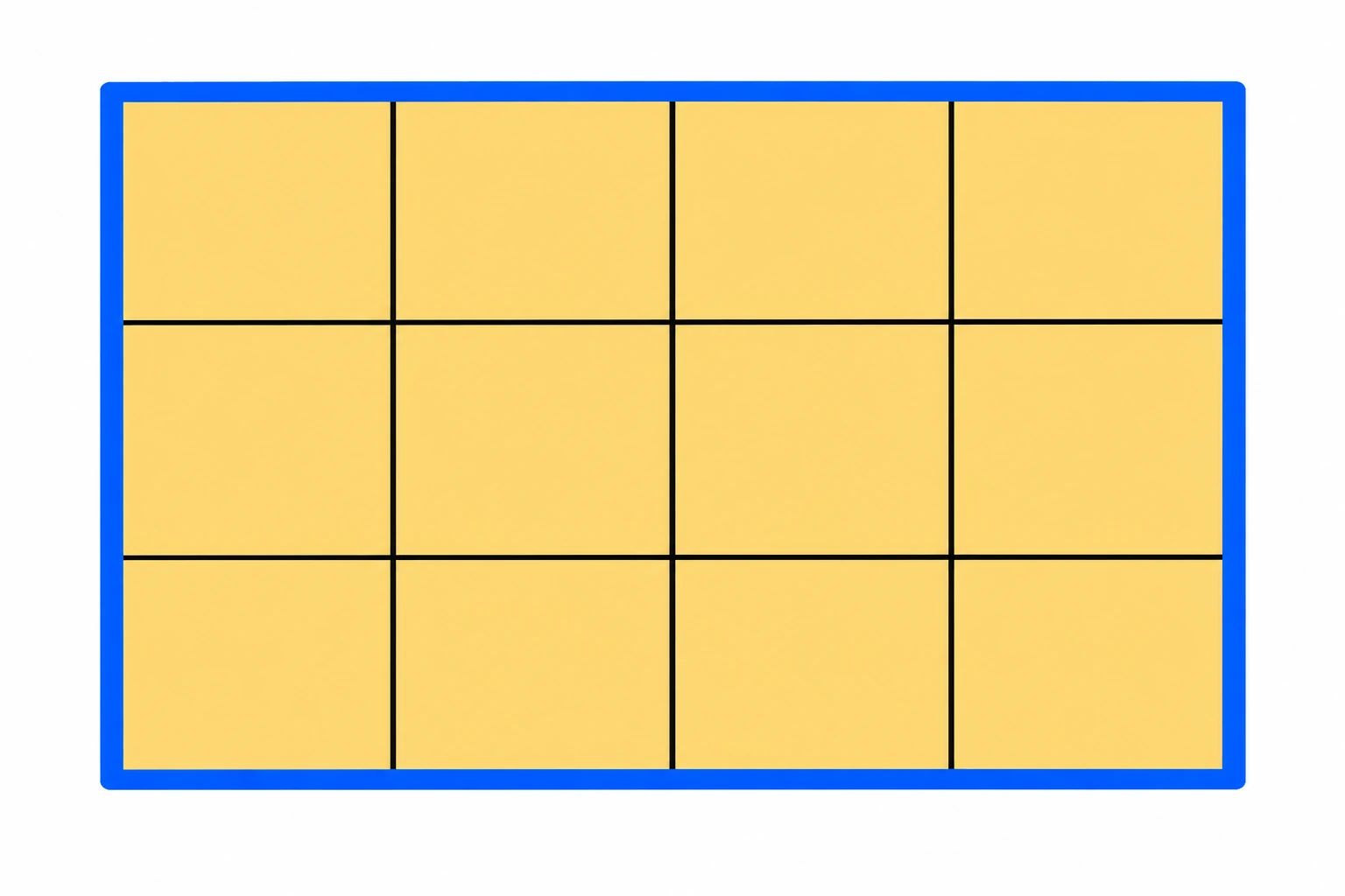 Illustrazione didattica di perimetro e area con unità; La griglia mostra 4×3 quadretti; il bordo va letto separatamente.