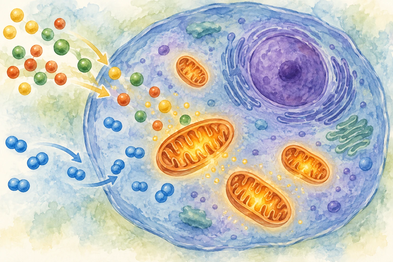 Un modello di cellula mostra scambi con l'ambiente.