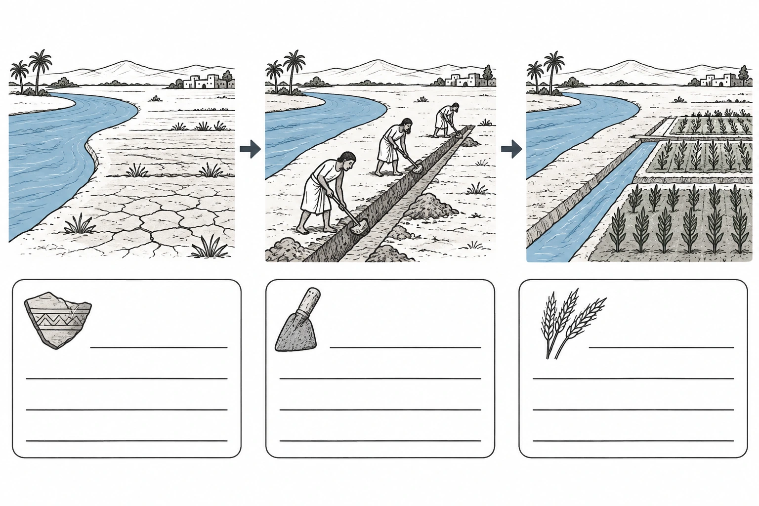 Diagramma ambiente → intervento umano → effetto possibile, con spazio per fonti a sostegno.