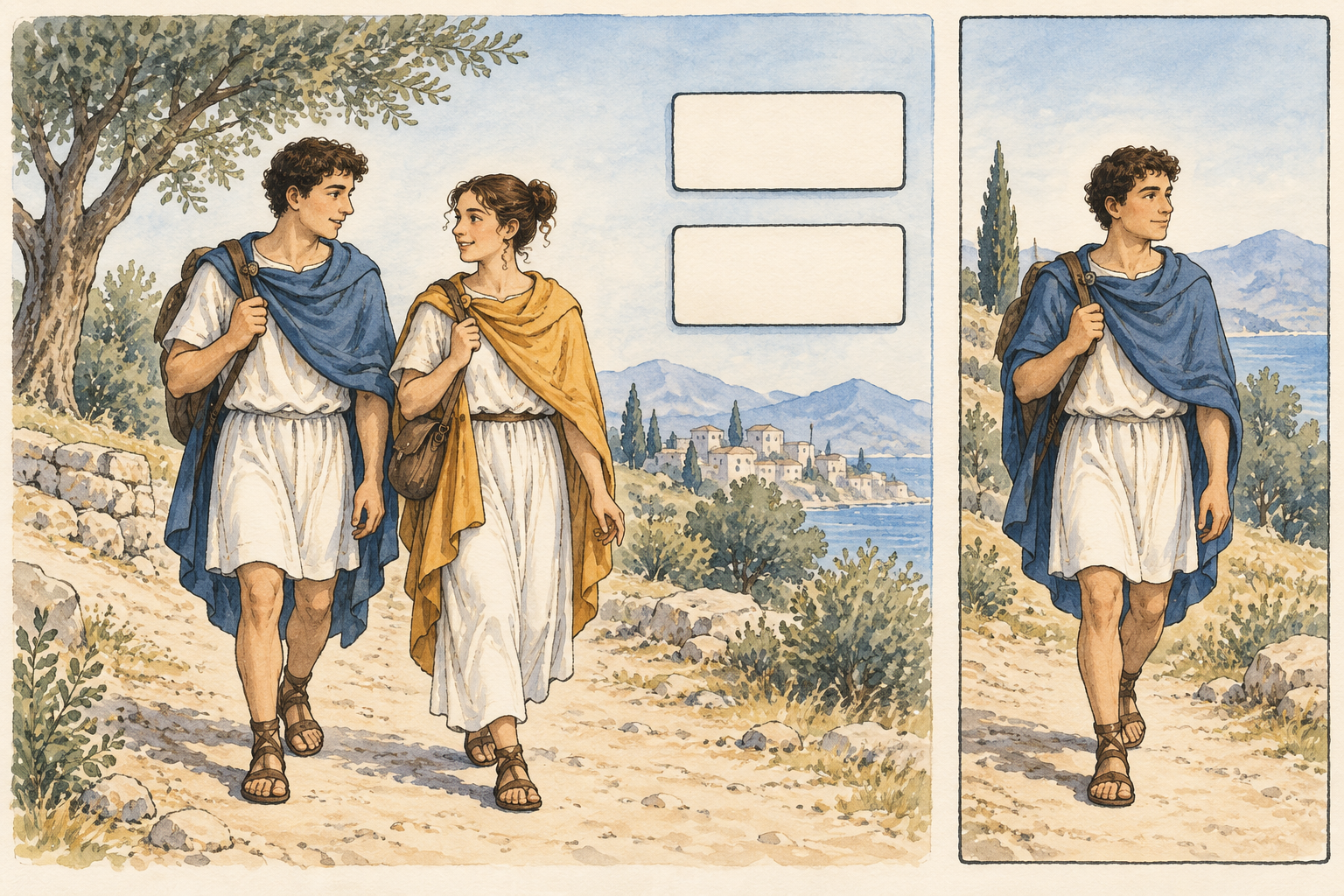 Due camminatori affiancati e un terzo scenario con camminatore solo.