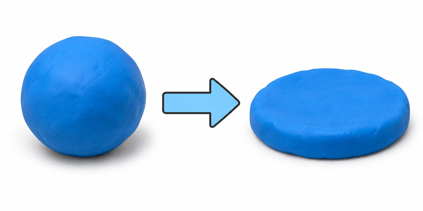 La stessa argilla blu prima a palla e poi appiattita a disco.