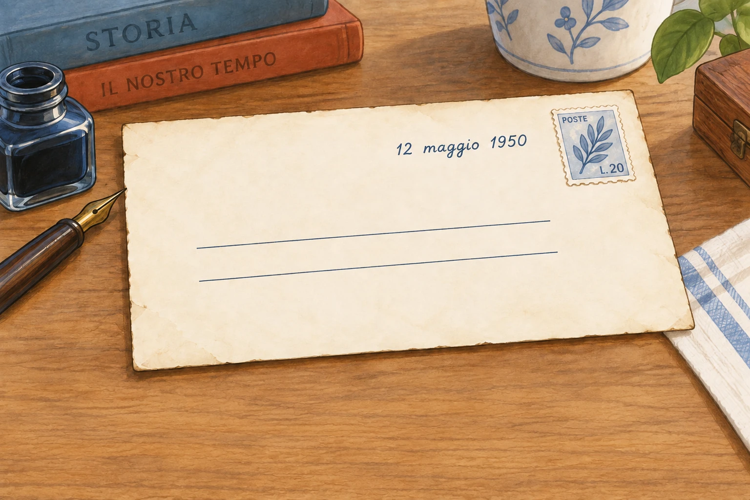 Lettera fittizia con data leggibile e righe del messaggio vuote, senza attribuirle un fatto reale.