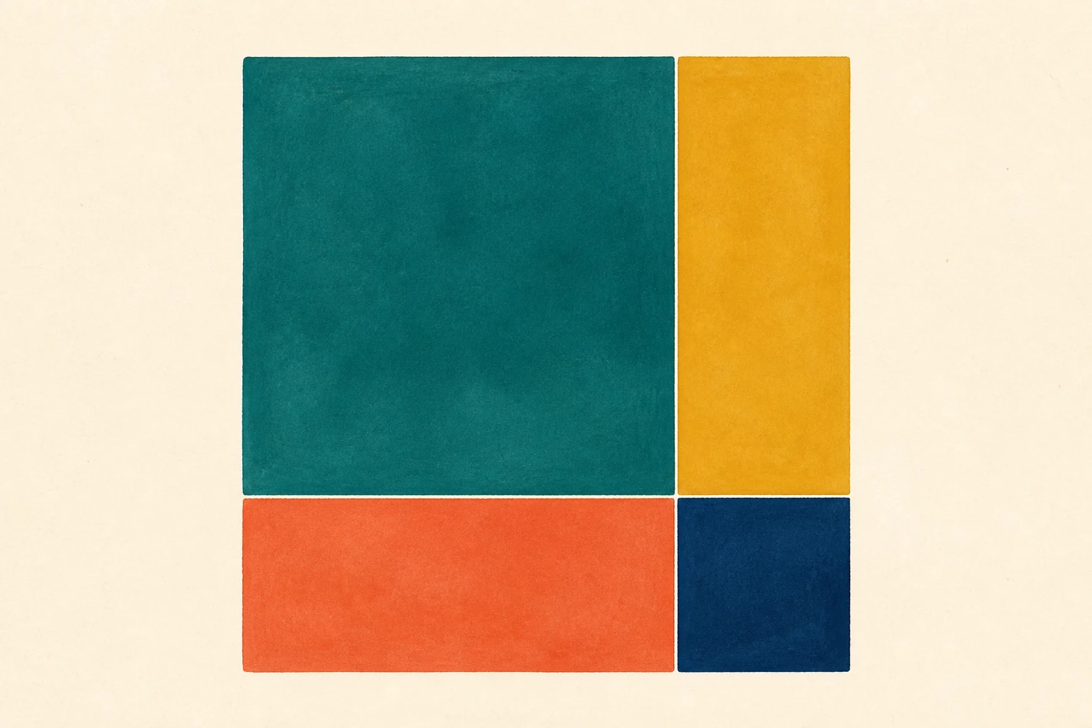 Un mosaico rectangular se divide en un cuadrado grande, dos bandas rectangulares y un cuadrado pequeño; las piezas pueden reagruparse sin cambiar el área total.