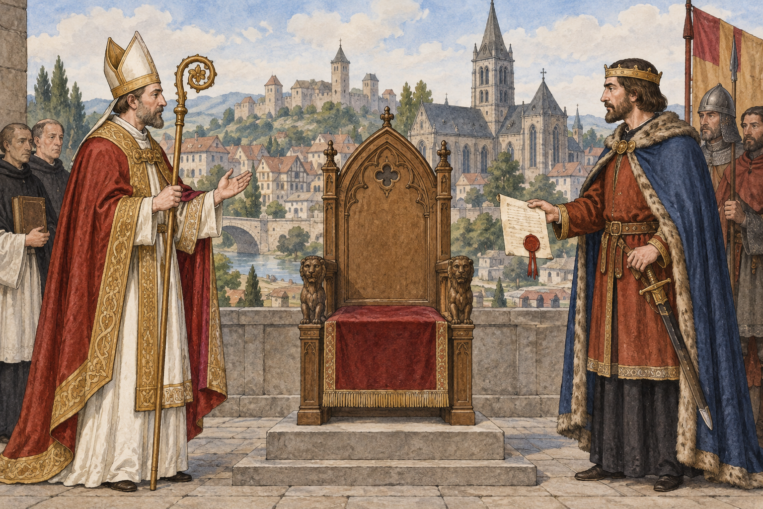 Una sedia episcopale vacante è al centro delle pretese distinte di un'autorità ecclesiastica e di un sovrano laico.