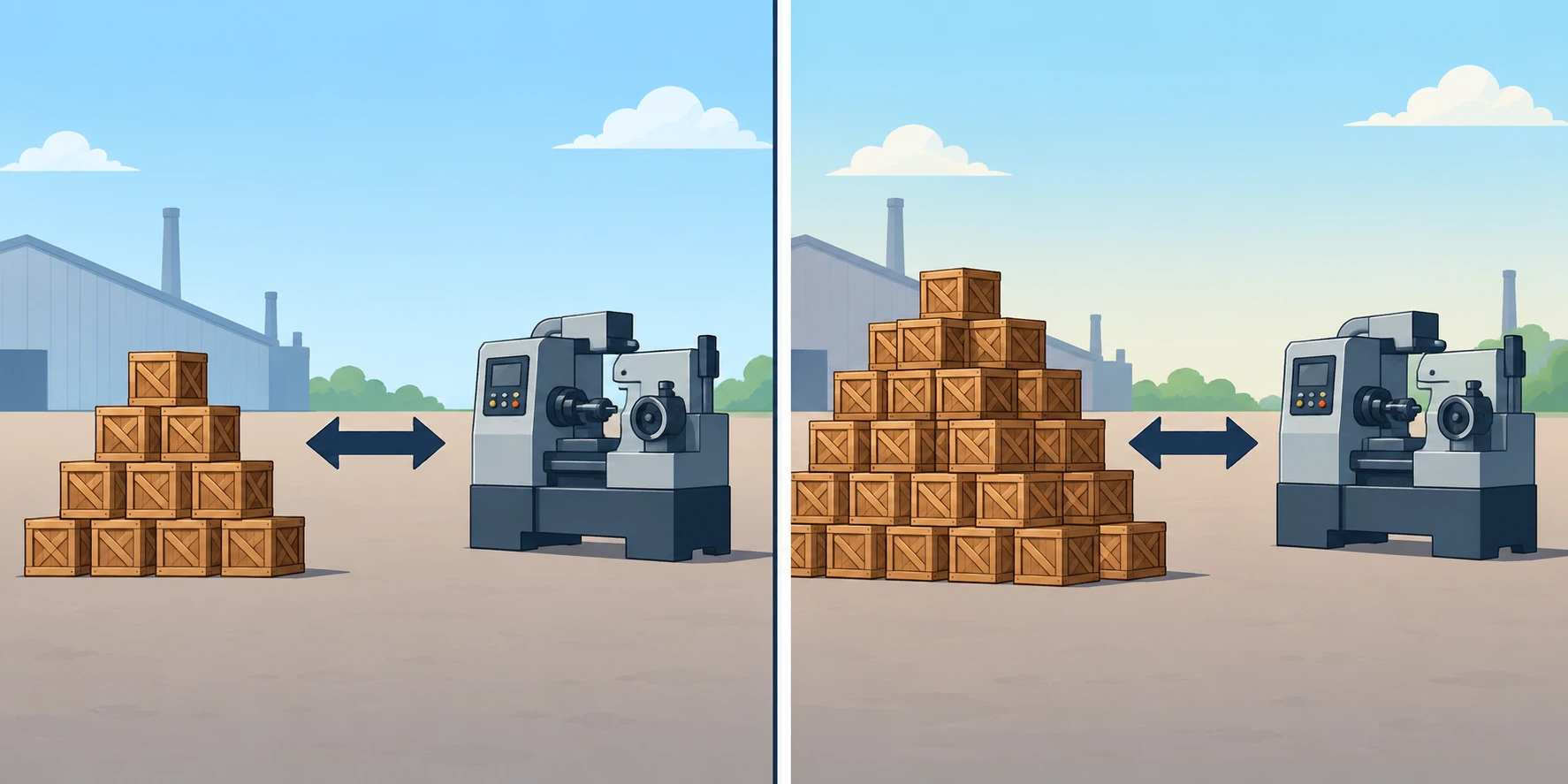 Produtos agrícolas em quantidades diferentes são comparados com a mesma máquina importada.