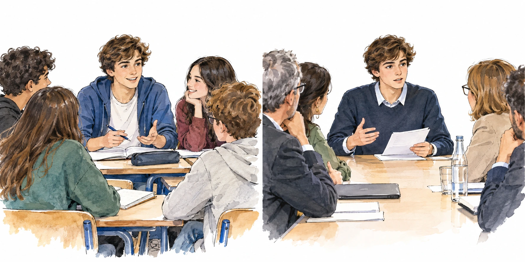 Uma estudante aparece em aula e a apresentar perguntas numa reunião representativa.