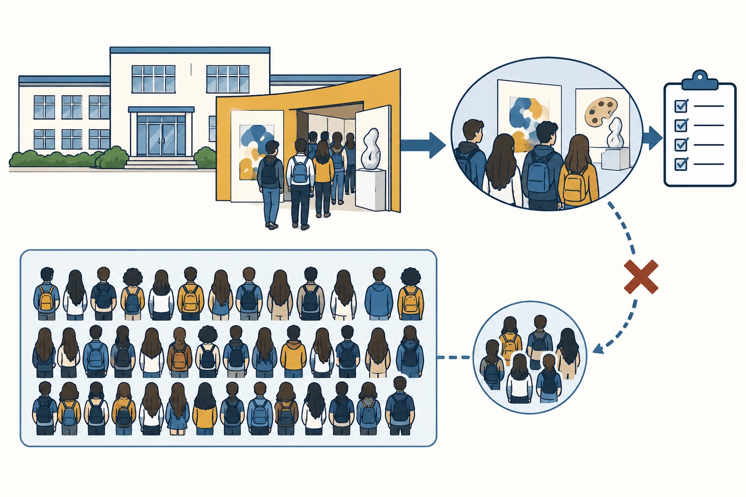 Ilustração didática de «Avaliar a representatividade de uma amostra» aplicada ao cenário descrito na leção.