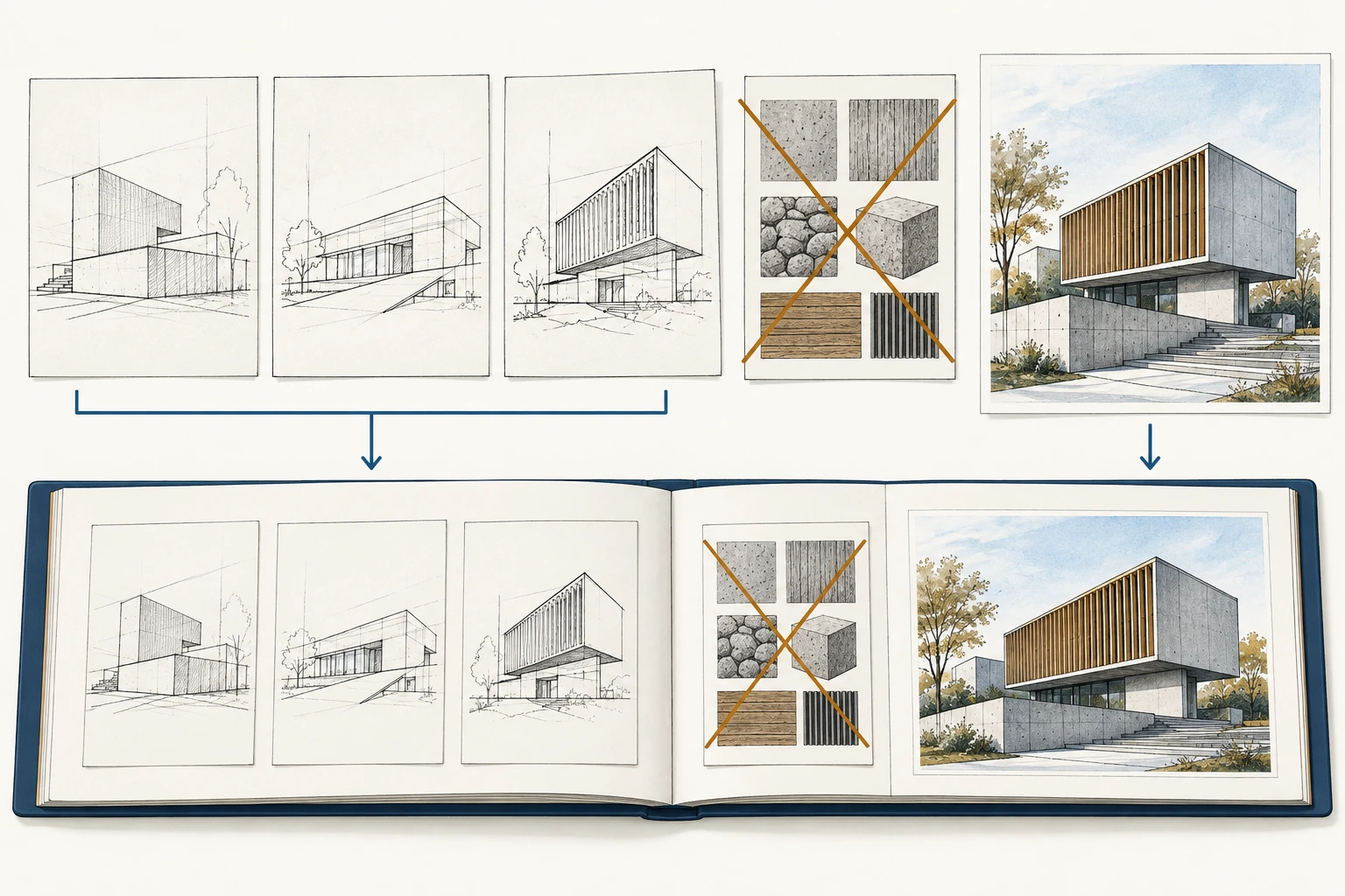 Ilustração didática de «Organizar um portefólio que mostre decisões» aplicada ao cenário descrito na leção.