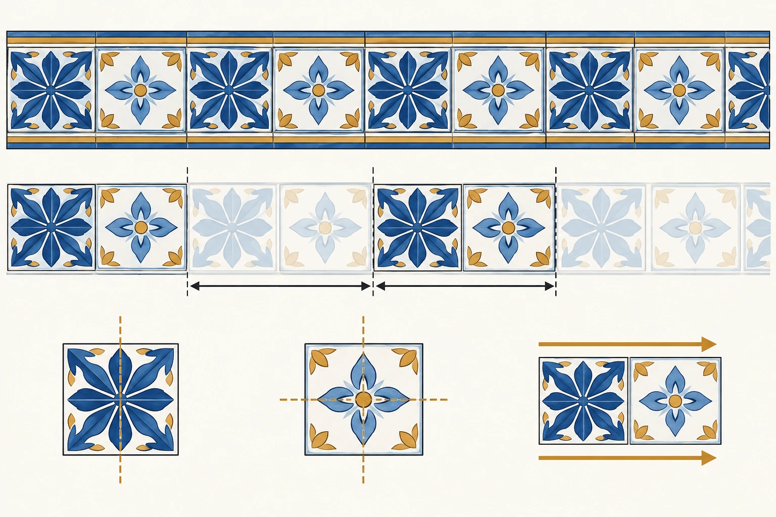Ilustração didática de «Analisar simetria num padrão artístico» aplicada ao cenário descrito na leção.