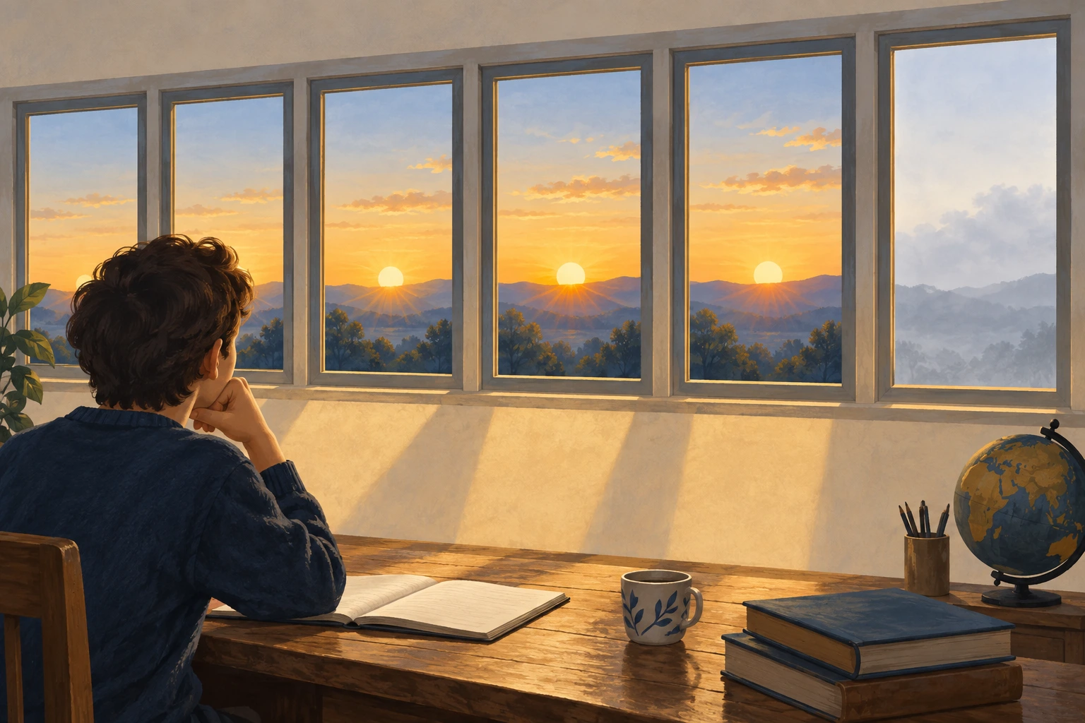 Sequência de observações de amanhecer e uma janela futura ainda não observada.