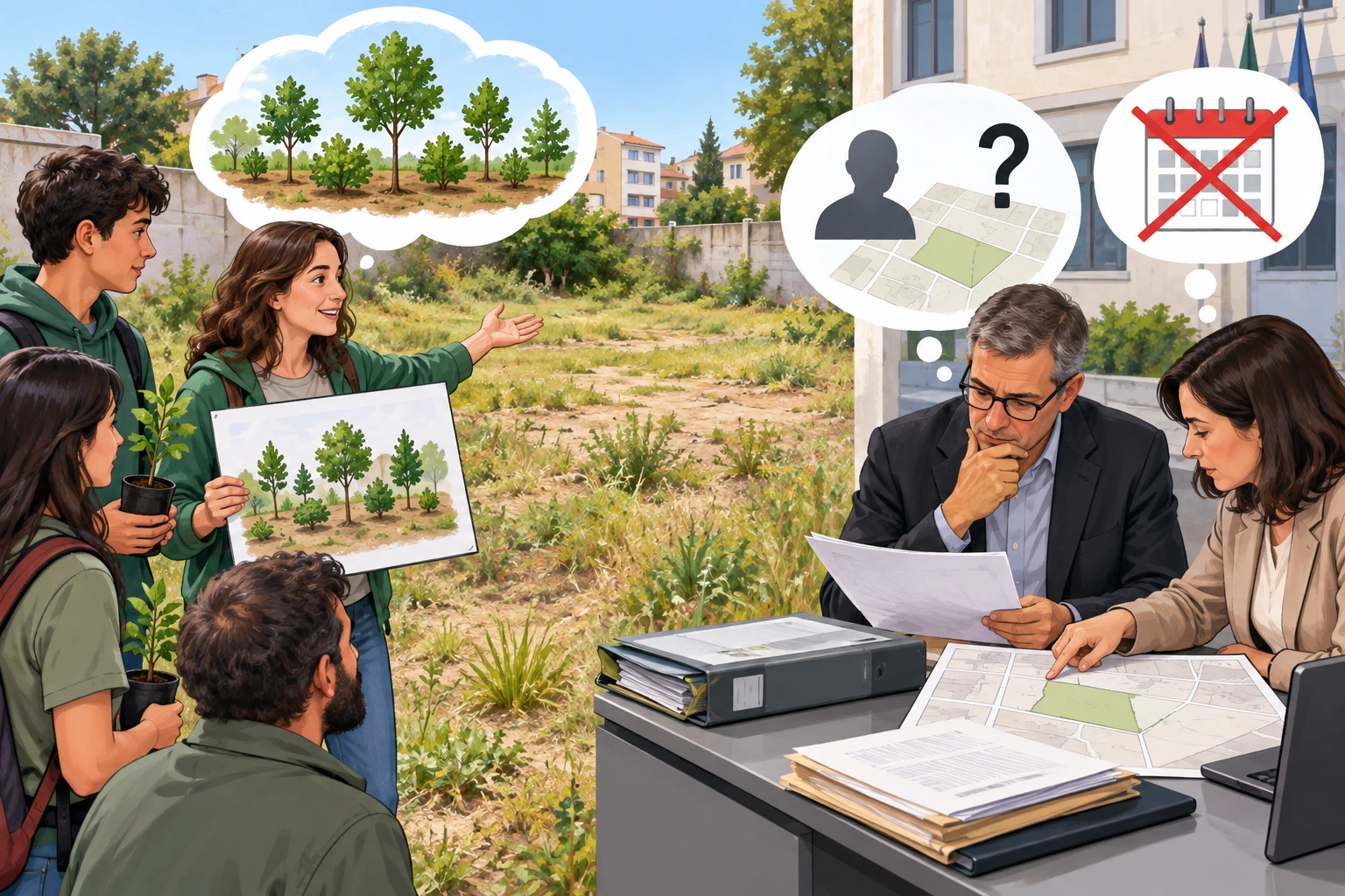 Associação propõe plantação num terreno enquanto o município verifica a propriedade.