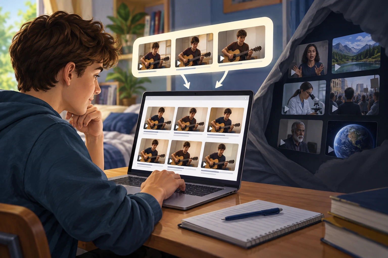Recomendações de vídeos semelhantes facilitam escolhas e podem esconder perspetivas alternativas.