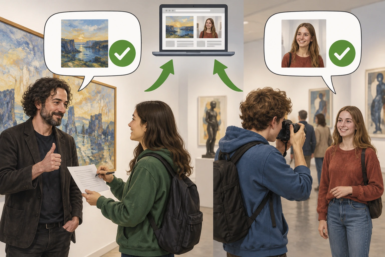 Uma autorização da obra e outra da pessoa fotografada são tratadas separadamente numa exposição.