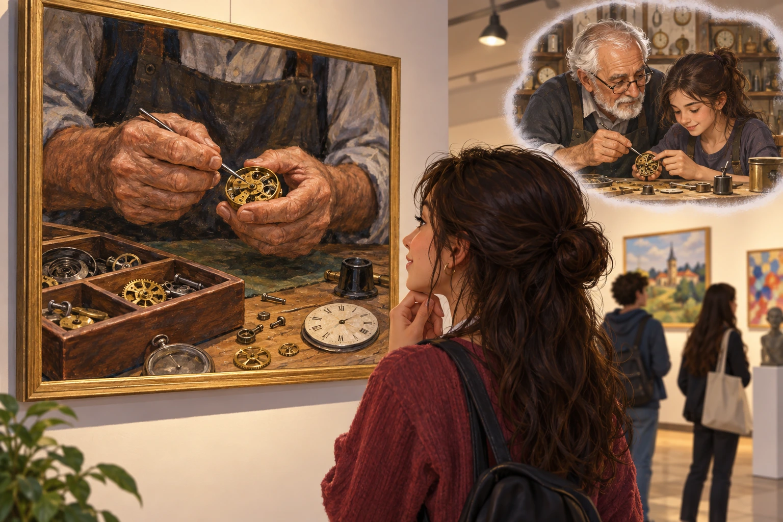 Estudantes relacionam pessoas e objetos numa ficha de arte para resolver referentes.