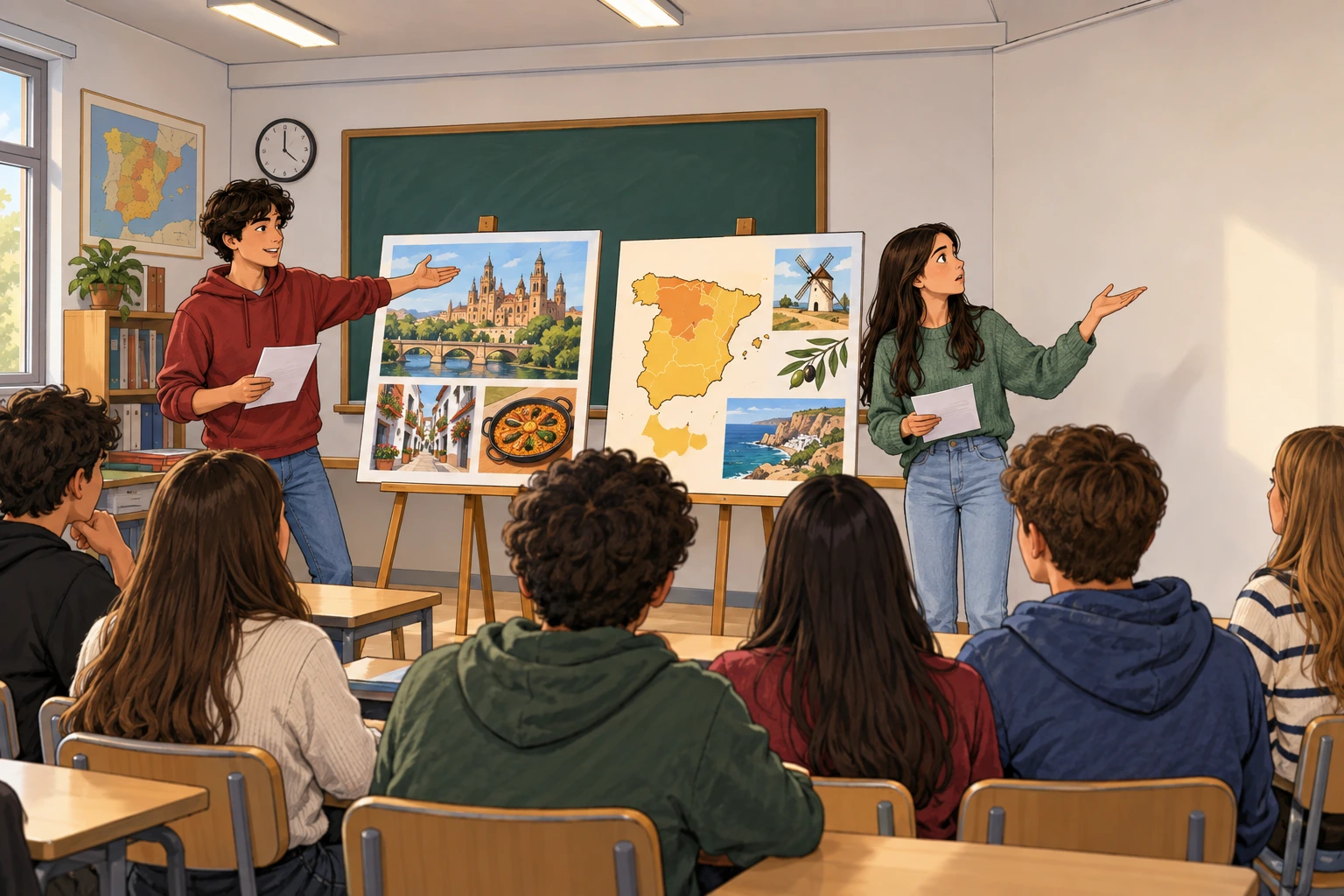 Cartazes de uma exposição ajudam a interpretar locuções pelo contexto.