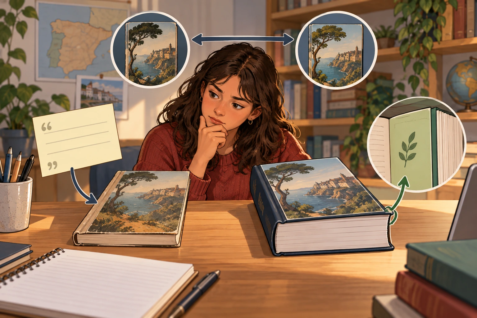 Duas edições de um livro são comparadas antes de citar um excerto.