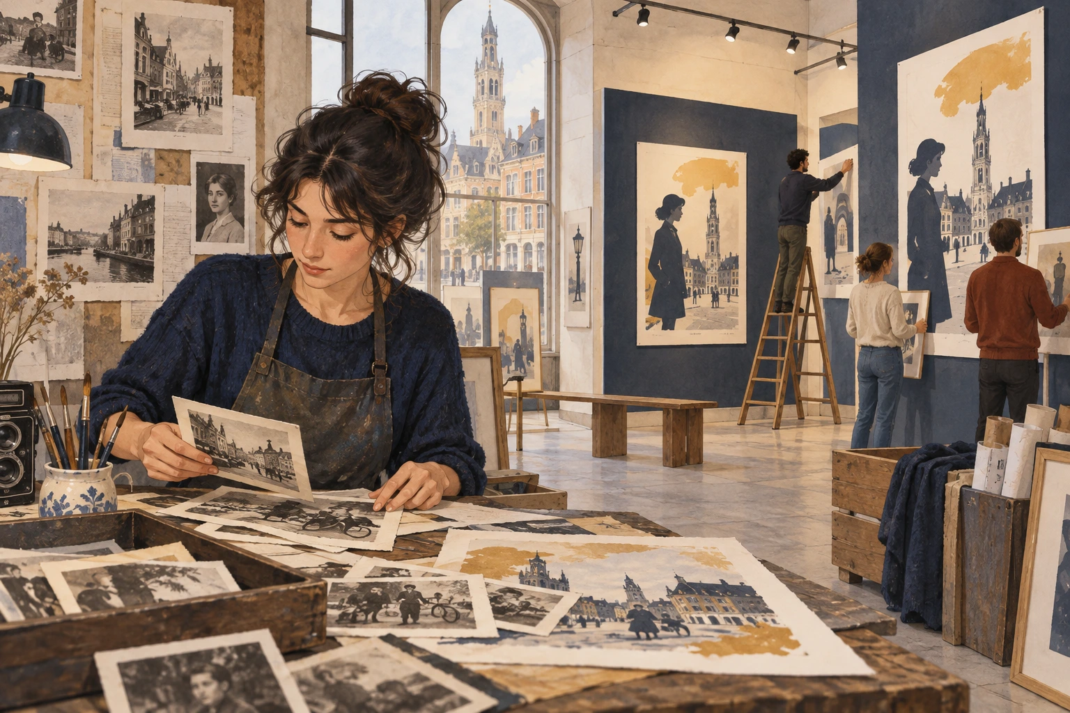Artista cria cartazes com fotografias antigas e prepara exposição.
