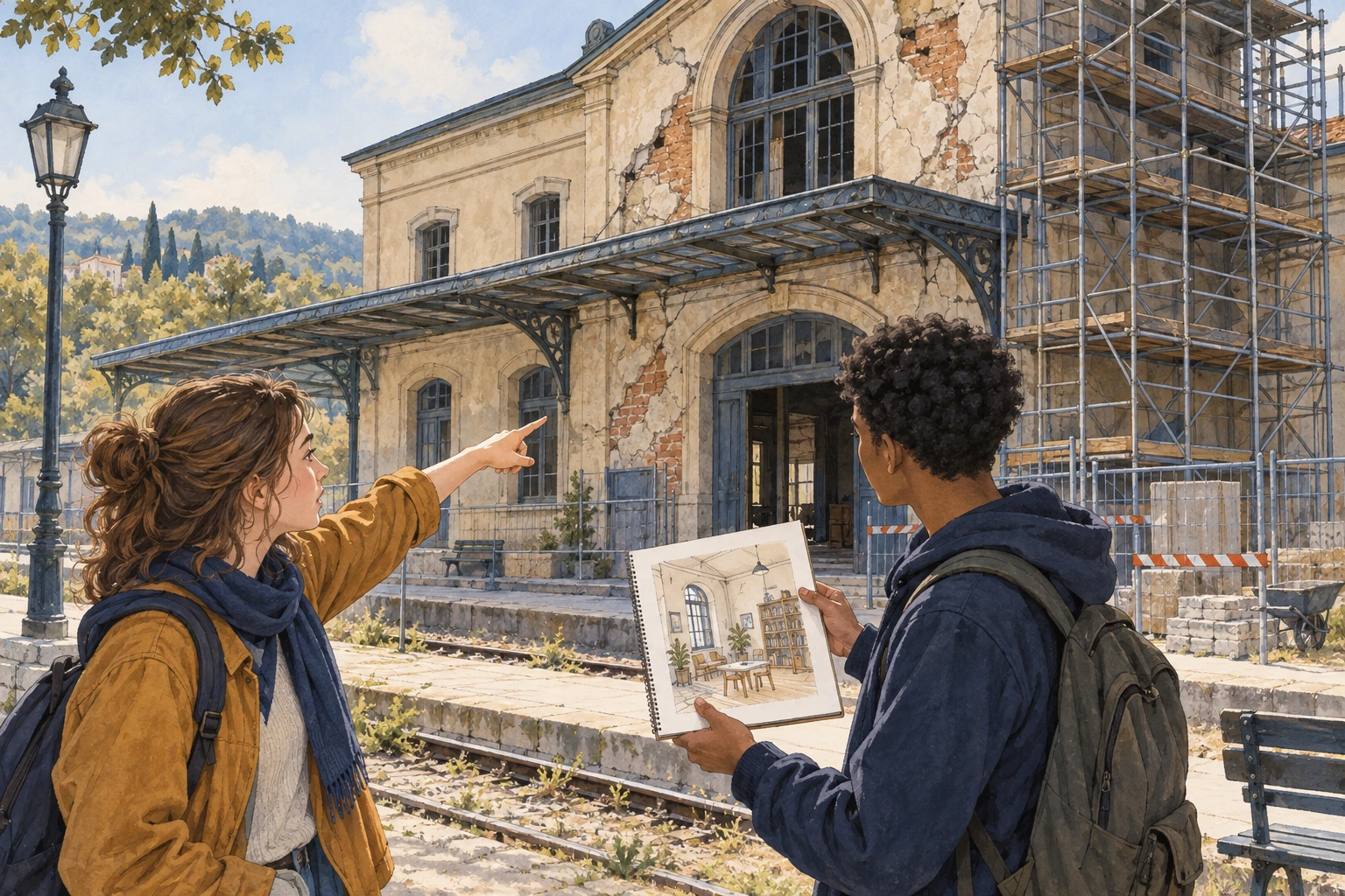 Estação antiga fechada: restauro prévio ou abertura parcial futura.