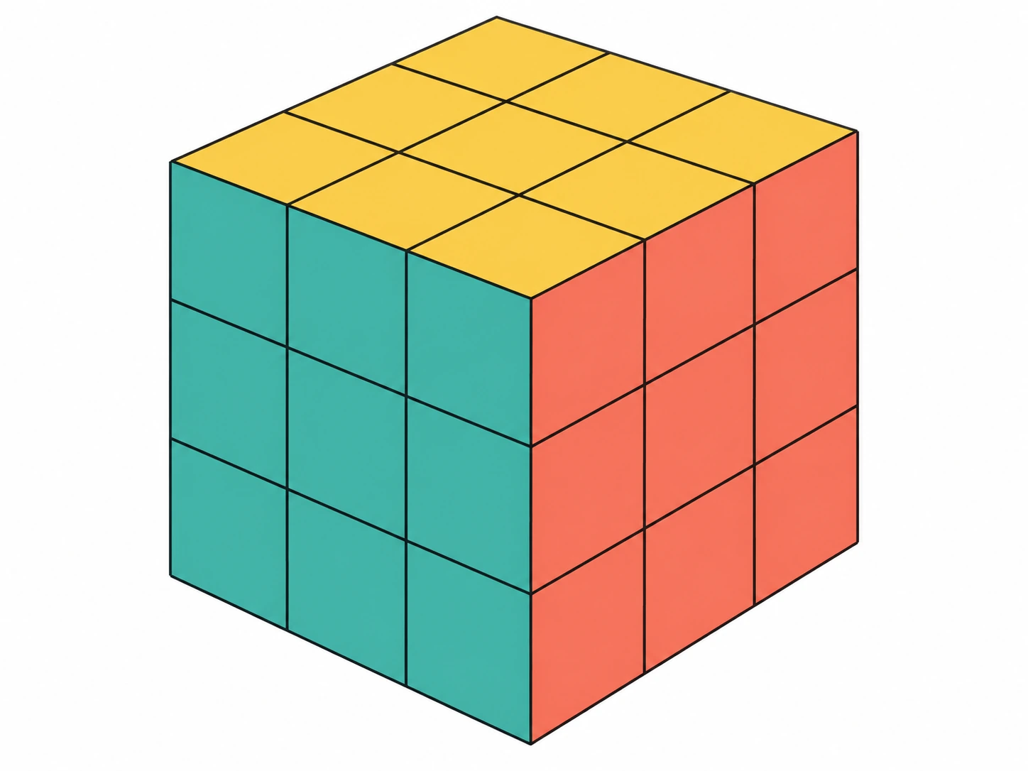 Cubo formado por três blocos em cada aresta, com três camadas de nove.